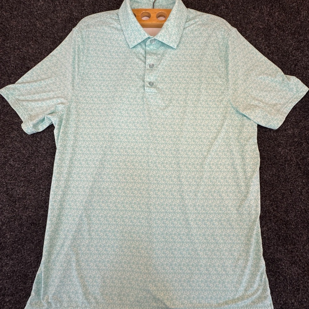 1764 Signature Mens Bicycle‎ Print Golf Polo Shirt Mint Green Size Large L
